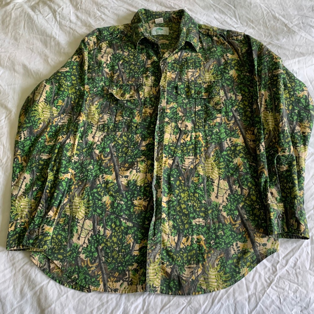 Bushlan XXXL 3X Vintage 1989 Button Up Shirt South Texas Camo USA Hunting